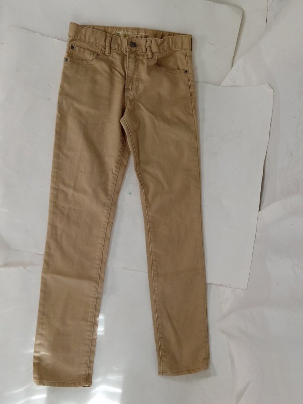 Gap Kids Boys Slim Straight Fit Khaki Tan Pants Size 14 Regular Adjustable Waist - Picture 2 of 14
